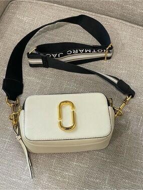 Marc Jacobs The Snapshot White Leather Crossbody Handbag